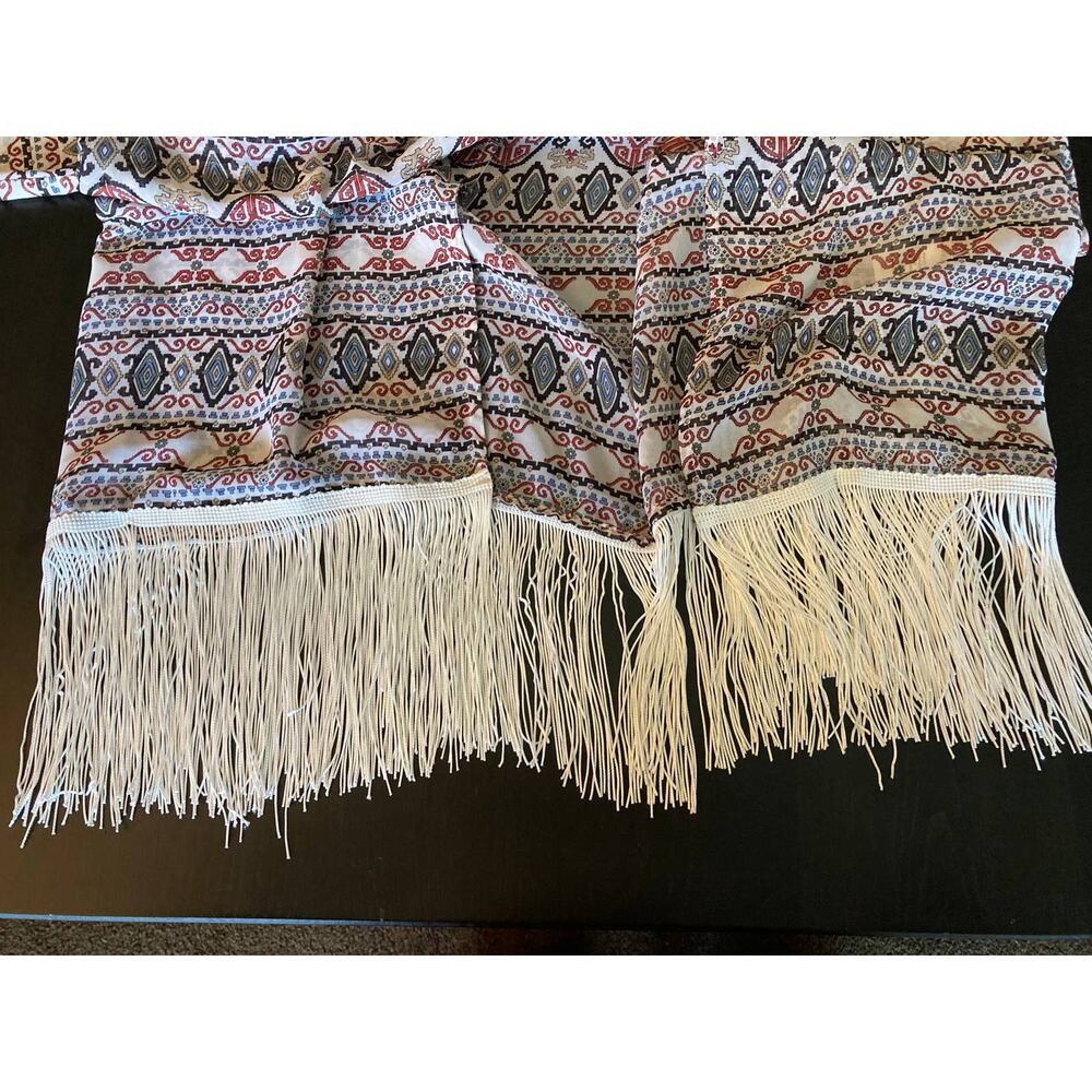 Black Rain Boho Fringe Open Front Kimono Geometric  Sz S (runs large) - Picture 6 of 10